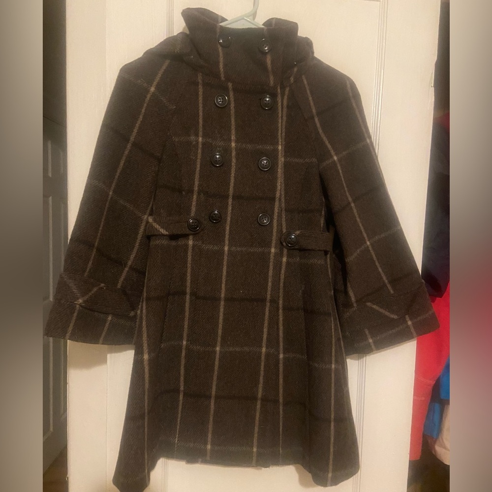 Zara size XS wool pea coat with removable hood. Perfect condition.